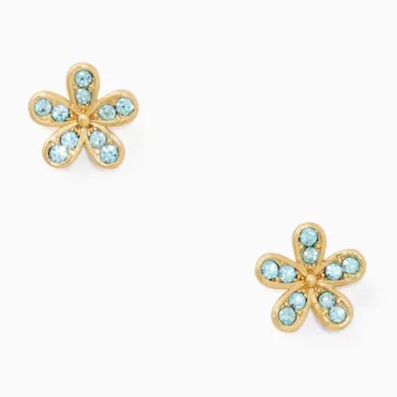 ♠️ Kate Spade ♠️️ Gleaming Aquamarine Gardenia Flower Studs - Picture 3 of 5